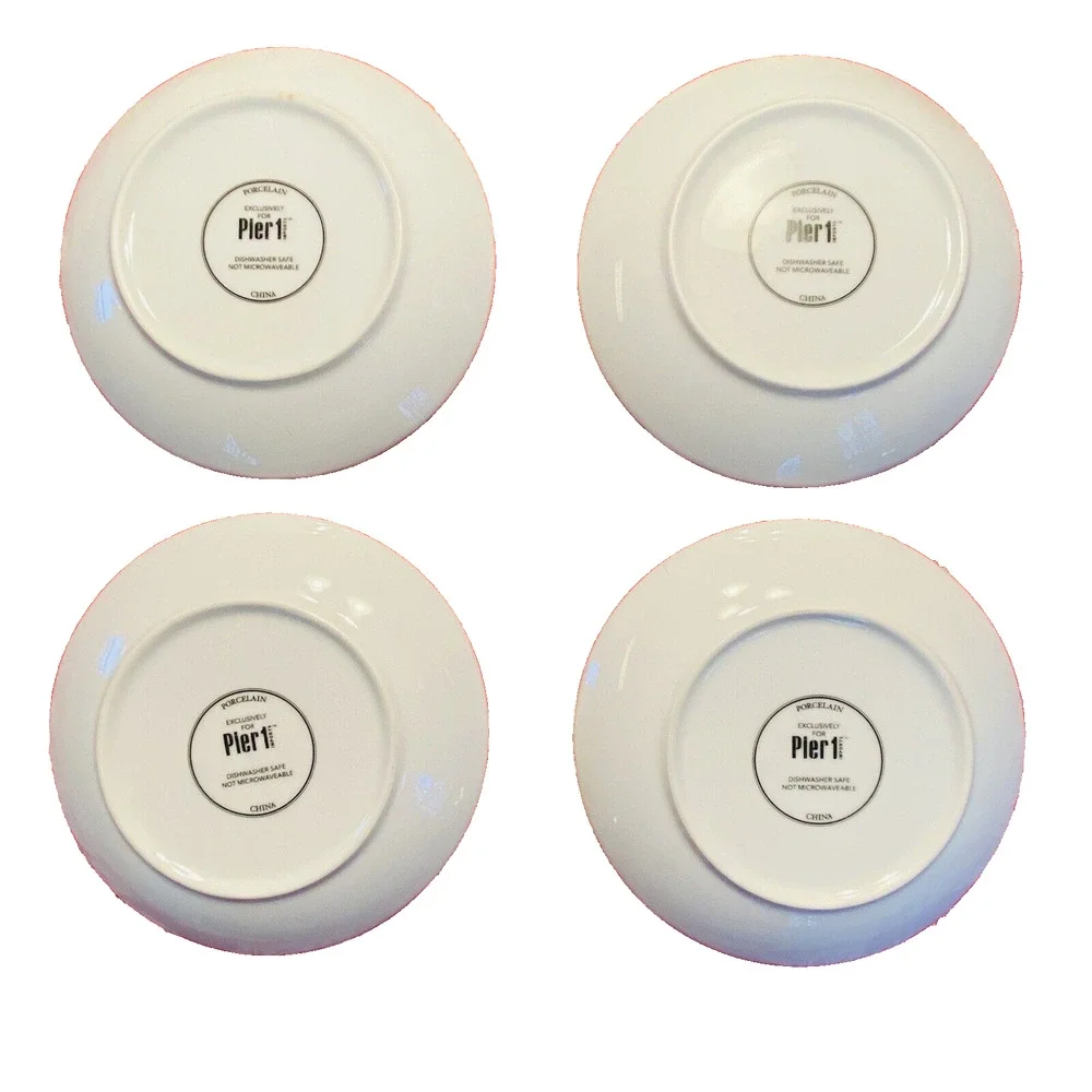 Rare PIER 1 Christmas Tree Plate Set (4) Colorful Holiday Appetizer Canape 6”